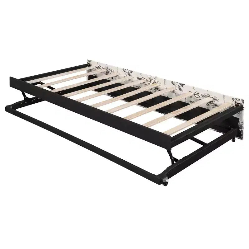 Lit de repos capitonné, taille double à très grand lit, avec lit gigogne relevable et ports de chargement USB, tissu en lin, capacité de 400 lb
