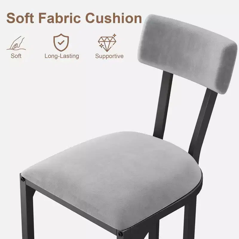 Lot de 2 tabourets de bar à hauteur de comptoir en suède avec dossier - Tabourets rembourrés de style moderne du milieu du siècle avec pieds en métal en forme de U pour îlot de cuisine