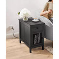 Table d'appoint avec rangement, Table de chevet avec ports USB et prises, Station de charge, Tiroir, Meuble de rangement, Porte-revues